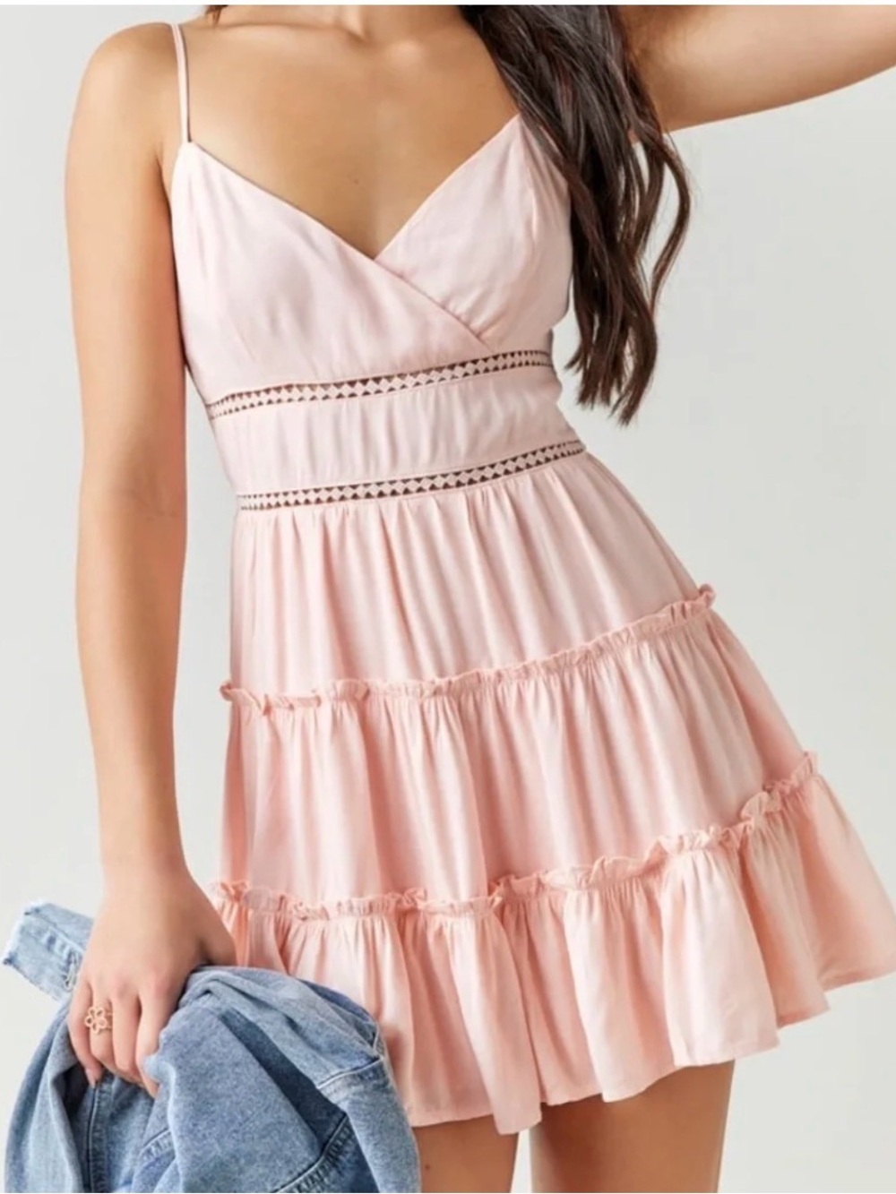 🌸 Harper Heritage Blush Pink Tiered Mini Dress | Adjustable Straps | Size M 🌸